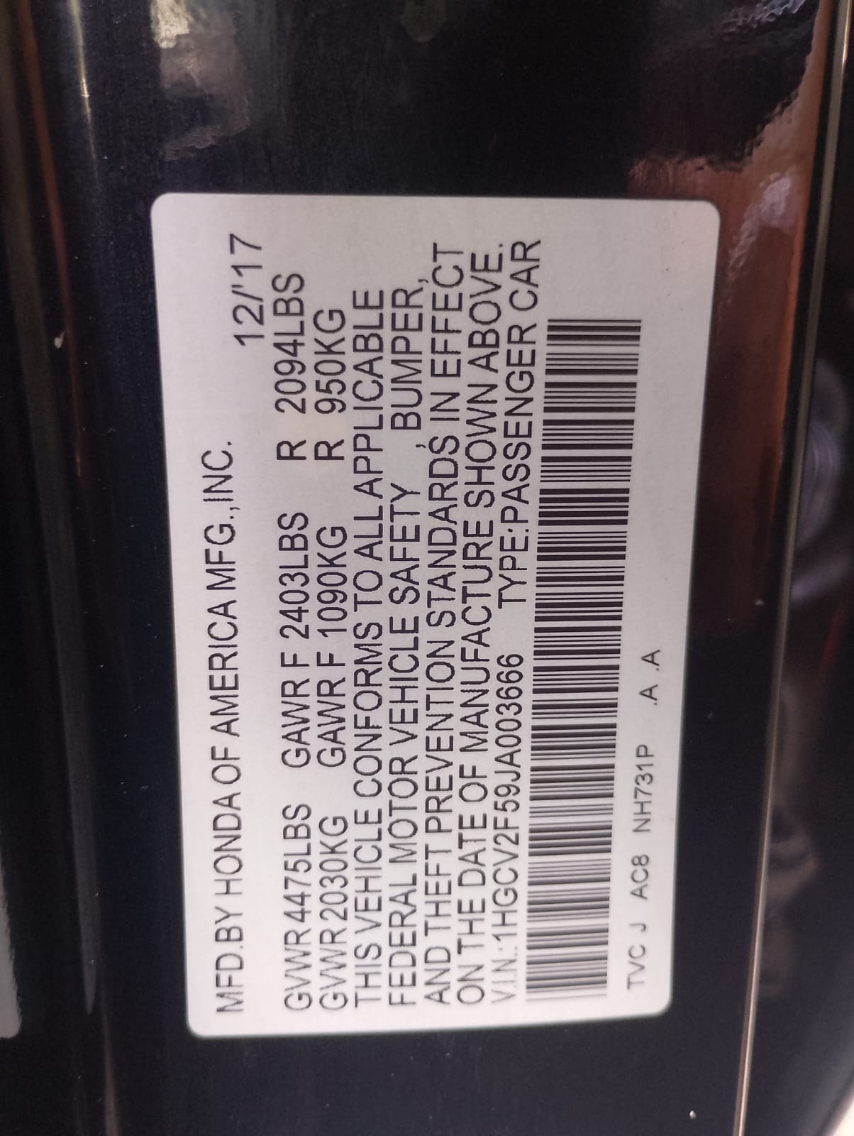 Honda Accord EX-L 2.0t 2018 - Miniatura 6